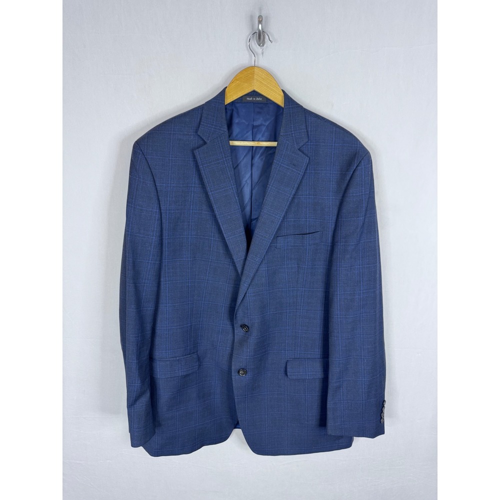 Lauren Ralph Lauren Mens Blue‎ Glen Plaid 100% Wool Blazer Sport Coat 46L